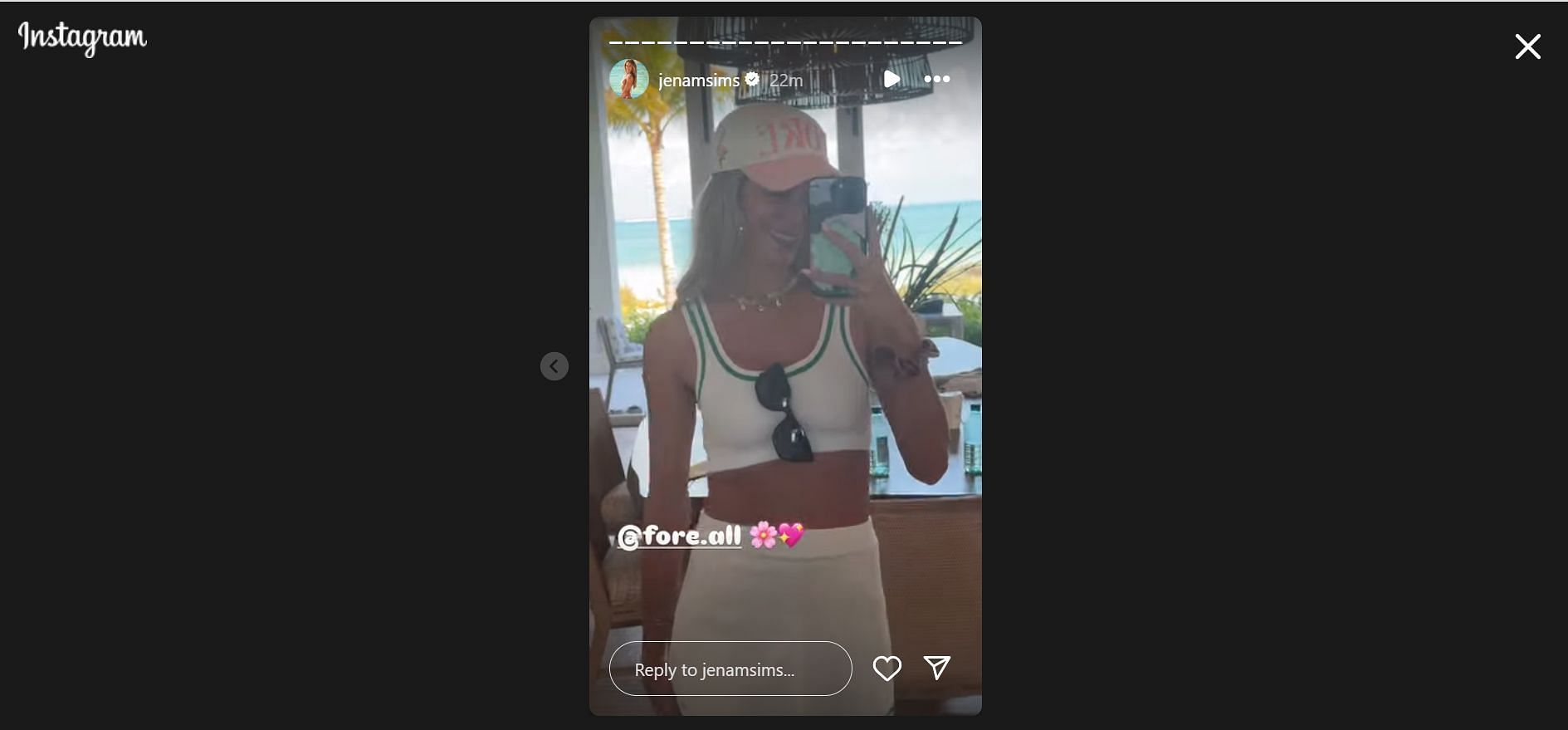 Jena Sims shares new outfit with the fans (Image Credit: via IG @jenamsims)